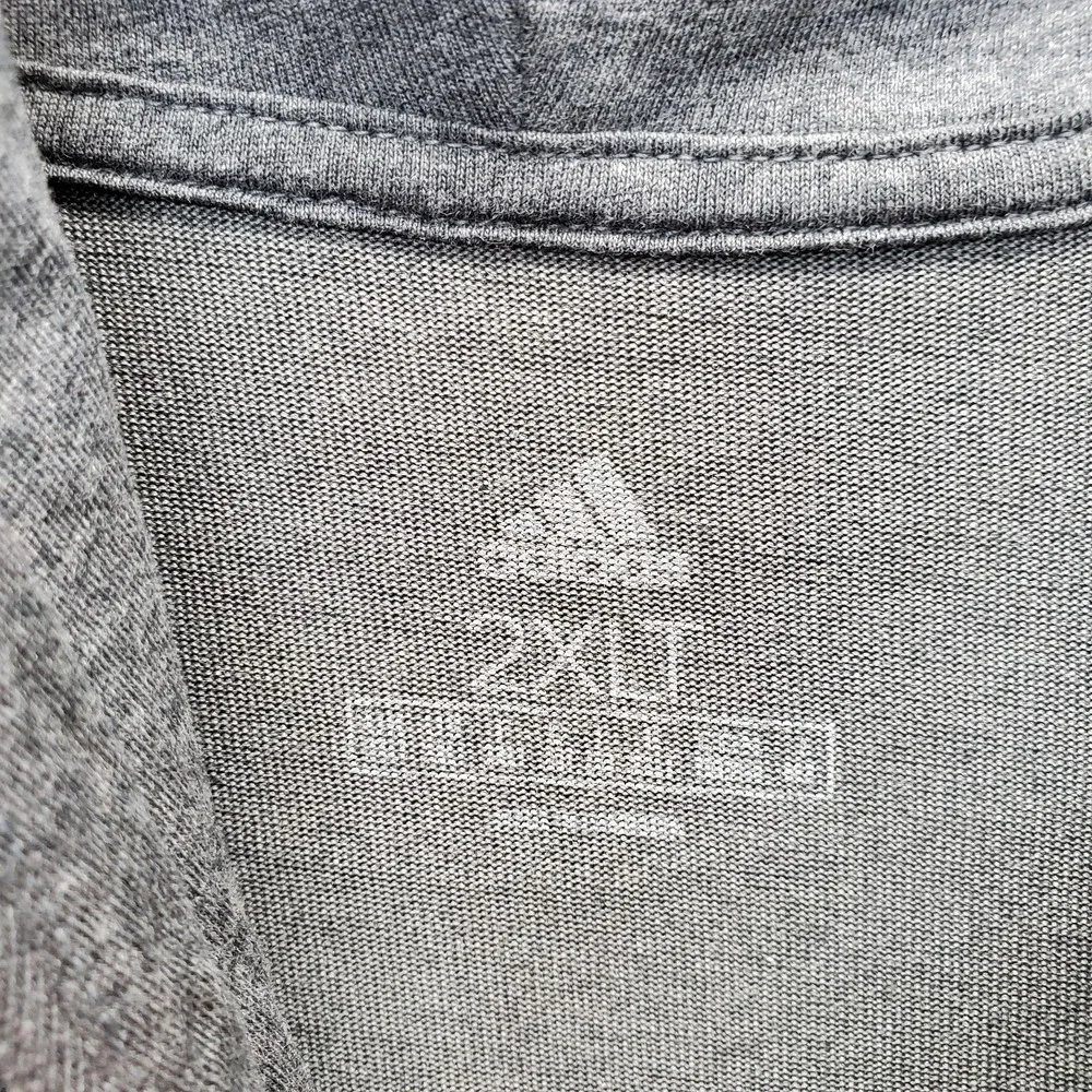 Adidas Hoodie Mens 2XLT Gray Graphic Logo Long Sleeve Lightweight Pullover EUC